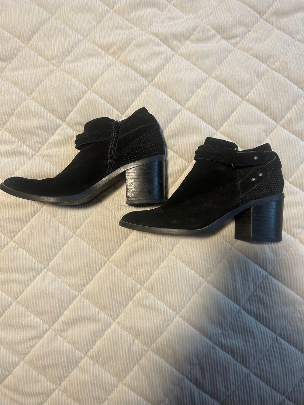 Steve Madden Black Suede Block Heel Ankle Booties